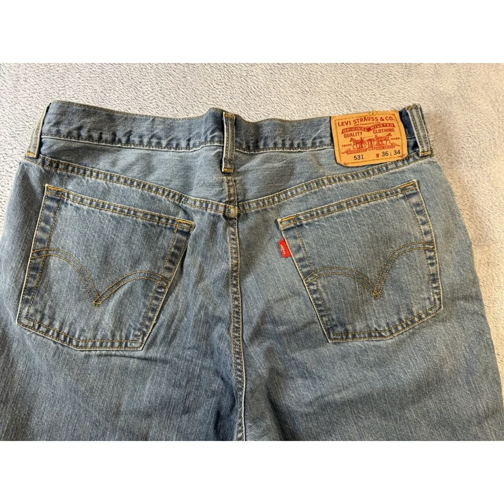 Levis 531 Athletic Slim Jeans Mens 36x34 Blue Stretch Denim Tapered 531-0009